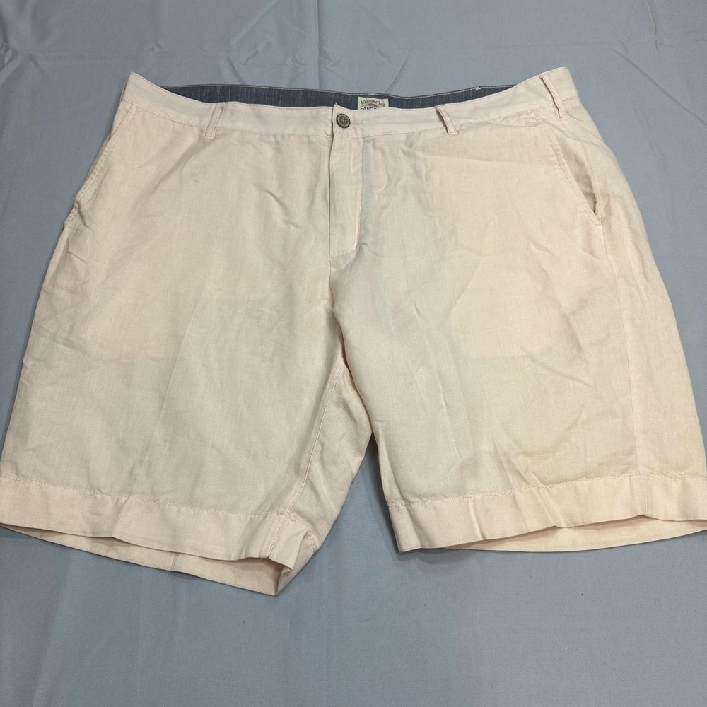 Faherty Shorts Mens 38 Pink Linen Cotton Chino Flat Front Lightweight 9" Casual